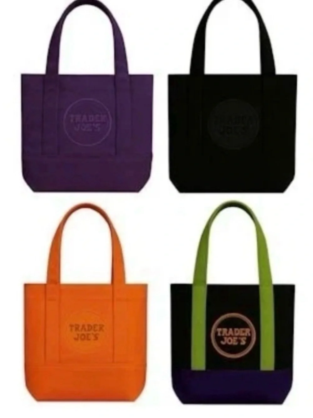 NWT Trader Joe’s Halloween Mini Canvas Tote Bags Set of 4 Limited Edition